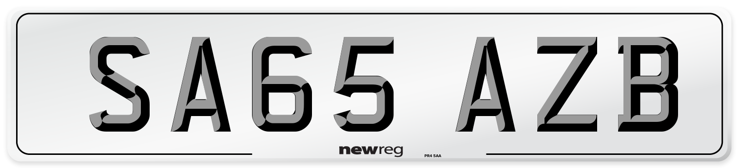 SA65 AZB Number Plate from New Reg